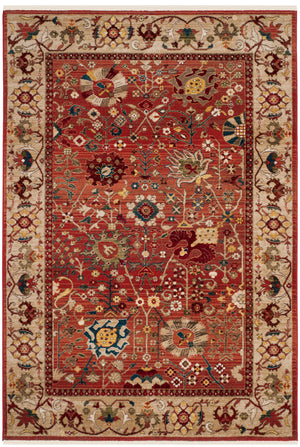 Safavieh Kashan Exquisite Area Rug - Traditional Turkish Design For Elegant Home Décor, 4ft Round Charm Red ,Beige Polypropylene Pile Ksn303l-218