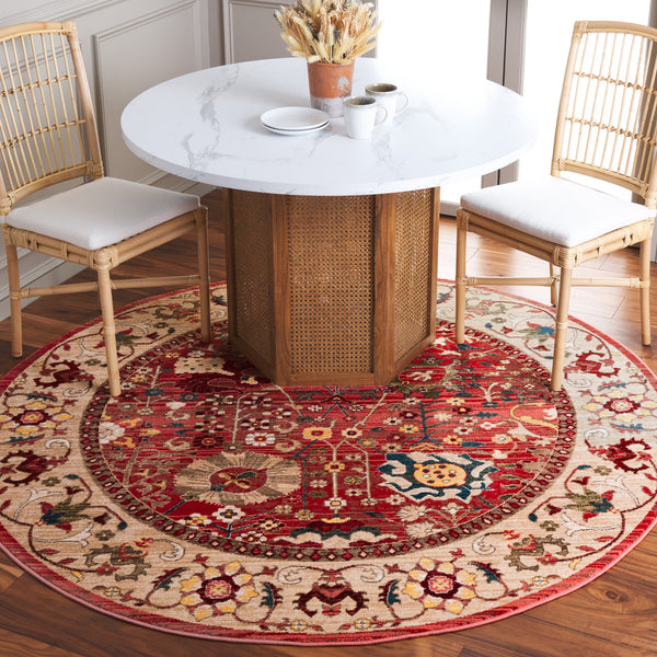 Safavieh Kashan Traditional Red Beige Runner 2'6"X16' Power-Loomed Polypropylene 3/8" Pile Durable Floral Decor KSN303L-216