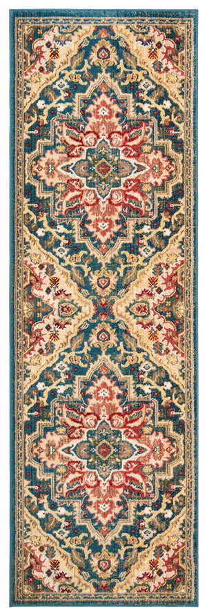 Safavieh Kashan Area Rug - Elegant Traditional Design In Soothing Colors For Hallways And Narrow Spaces Blue ,Beige Polypropylene Pile Ksn304b-210