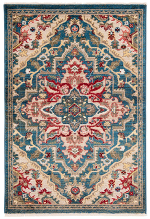 Safavieh Kashan Traditional Blue And Beige Medallion Area Rug — Power-Loomed, Stain-Resistant, Square Elegance 6'-7" x 6'-7" KSN304B-7SQ