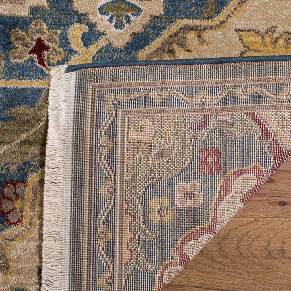 Safavieh Kashan Traditional Blue And Beige Medallion Area Rug — Power-Loomed, Stain-Resistant, Square Elegance 6'-7" x 6'-7" KSN304B-7SQ