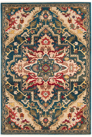 Safavieh Kashan Area Rug - Elegant Traditional Design In Soothing Colors For Hallways And Narrow Spaces Blue ,Beige Polypropylene Pile Ksn304b-210