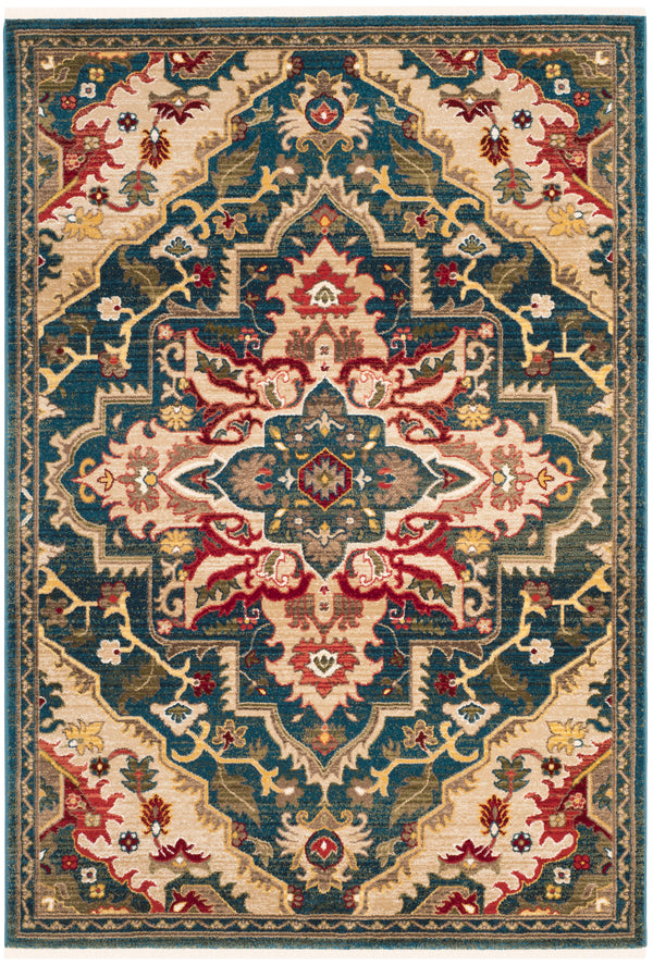 Safavieh Kashan Area Rug - Elegant Traditional Design In Soothing Colors For Hallways And Narrow Spaces Blue ,Beige Polypropylene Pile Ksn304b-210