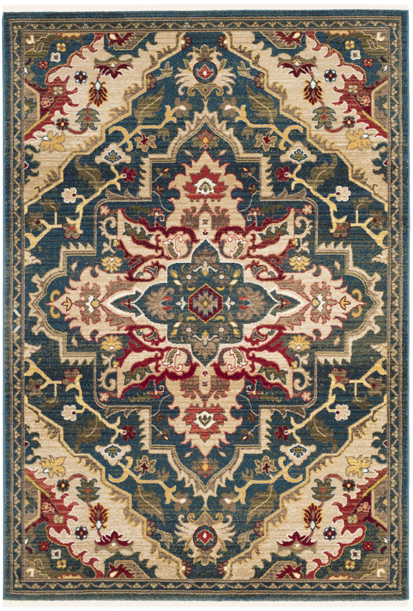 Safavieh Kashan Traditional Medallion Runner In Calming Blue & Beige — Durable Power-Loomed Turkish Design For Hallways 2'-6" x 14'-0" KSN304B-214