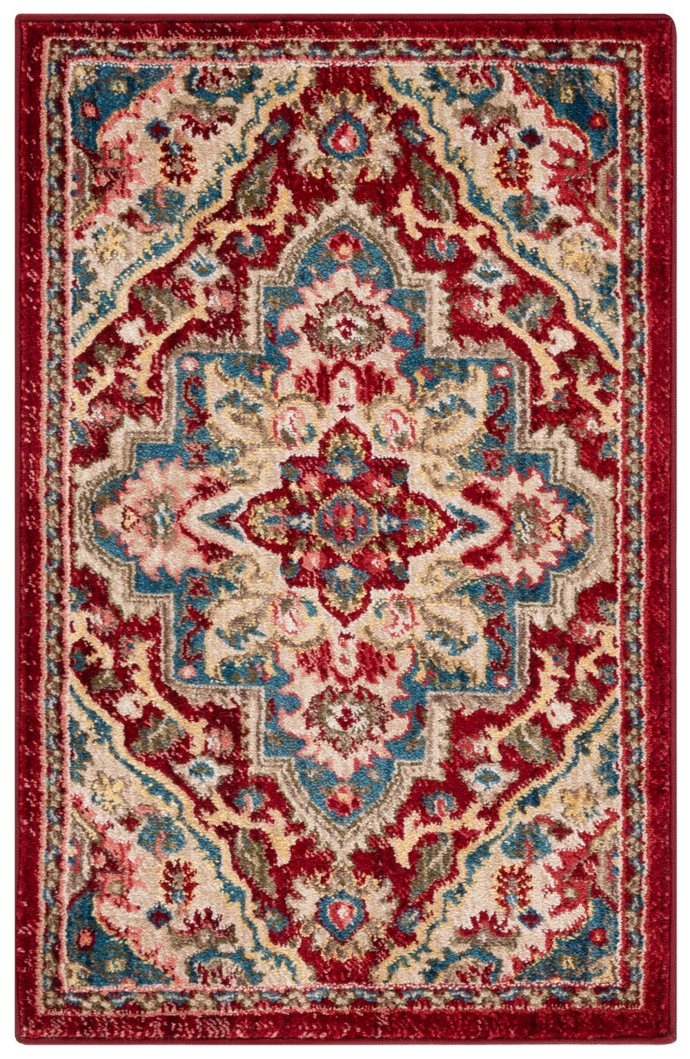 Safavieh Kashan Traditional Red Beige Runner Rug 2'6"X14' — Low-Profile 3/8" Pile, Durable Power-Loomed Turkey KSN304D-214