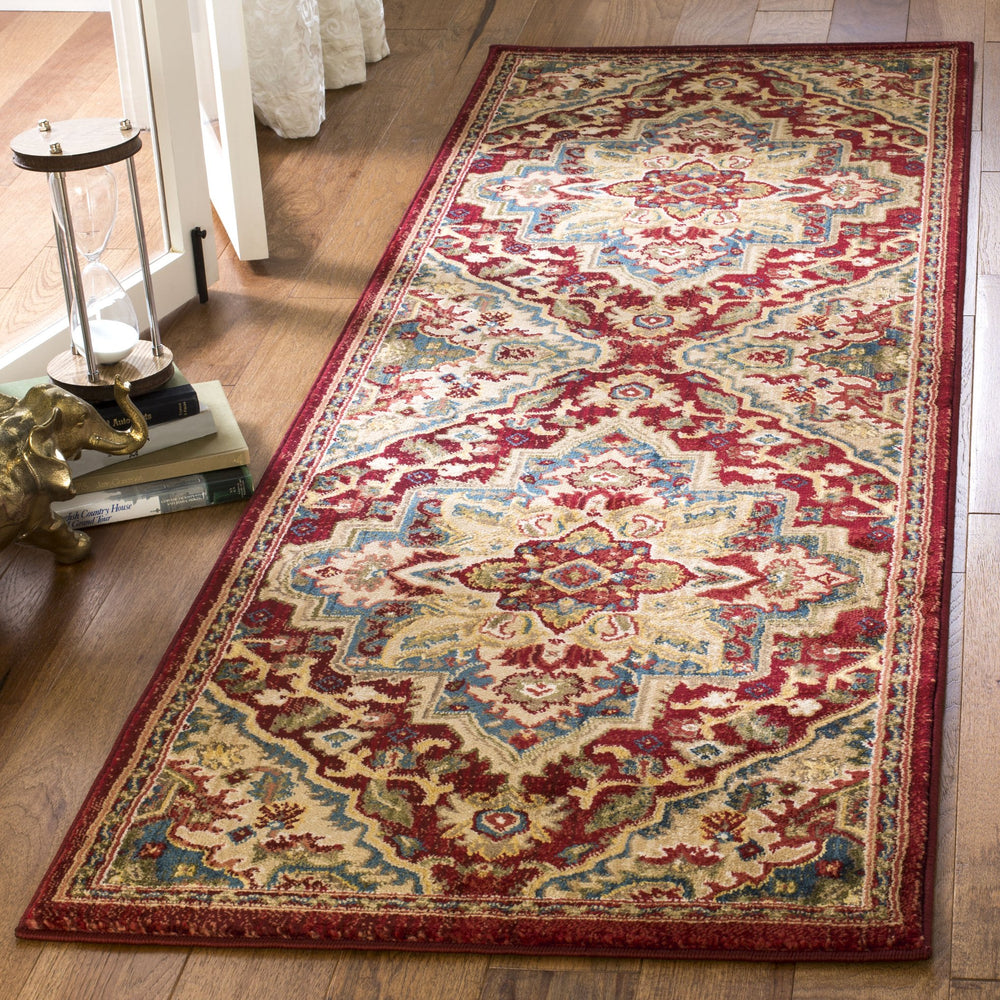 Safavieh Kashan Traditional Red Beige Runner Rug 2'6"X14' — Low-Profile 3/8" Pile, Durable Power-Loomed Turkey KSN304D-214