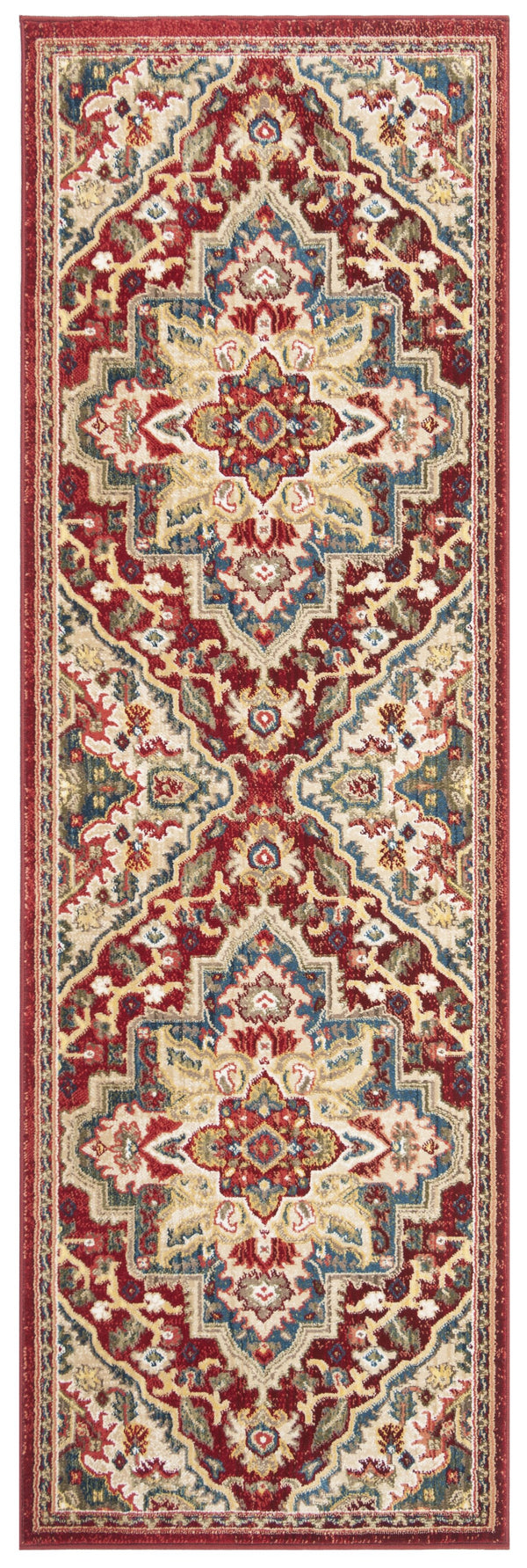 Safavieh Kashan Traditional Red Beige Runner Rug 2'6"X14' — Low-Profile 3/8" Pile, Durable Power-Loomed Turkey KSN304D-214
