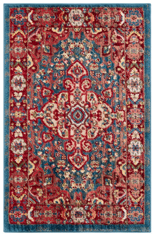 Safavieh Kashan Timeless Turkish Runner With Blue And Red Oriental Motifs, Low-Profile Durable Power-Loomed Design 2'-6" x 16'-0" KSN305A-216