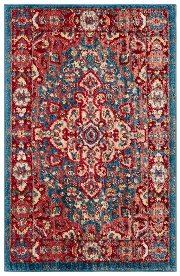 Safavieh Kashan Timeless Turkish Runner With Blue And Red Oriental Motifs, Low-Profile Durable Power-Loomed Design 2'-6" x 16'-0" KSN305A-216