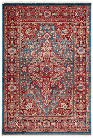 Safavieh Kashan Timeless Turkish Runner With Blue And Red Oriental Motifs, Low-Profile Durable Power-Loomed Design 2'-6" x 16'-0" KSN305A-216