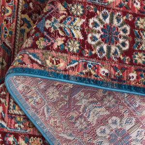 Safavieh Kashan Timeless Turkish Runner With Blue And Red Oriental Motifs, Low-Profile Durable Power-Loomed Design 2'-6" x 16'-0" KSN305A-216