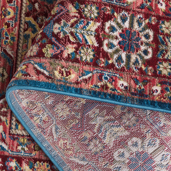 Safavieh Kashan Timeless Turkish Runner With Blue And Red Oriental Motifs, Low-Profile Durable Power-Loomed Design 2'-6" x 16'-0" KSN305A-216