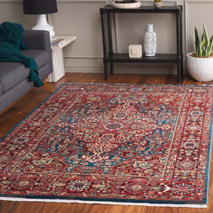 Safavieh Kashan Timeless Turkish Runner With Blue And Red Oriental Motifs, Low-Profile Durable Power-Loomed Design 2'-6" x 16'-0" KSN305A-216