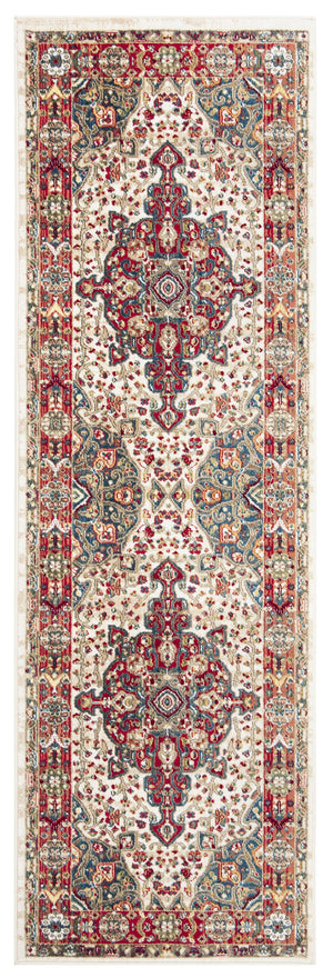 Safavieh Kashan Ivory-Blue Runner 2'6"X10' — Power-Loomed Turkish Hallway Rug, Low-Profile Stain-Resistant Elegance KSN305B-210