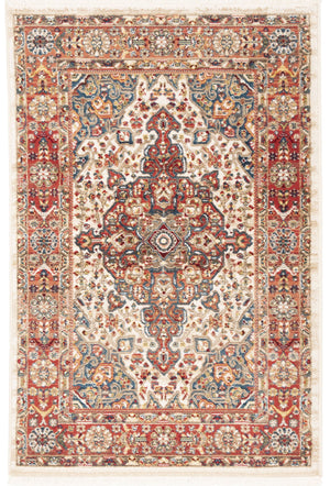Safavieh Kashan Ivory-Blue Runner 2'6"X10' — Power-Loomed Turkish Hallway Rug, Low-Profile Stain-Resistant Elegance KSN305B-210