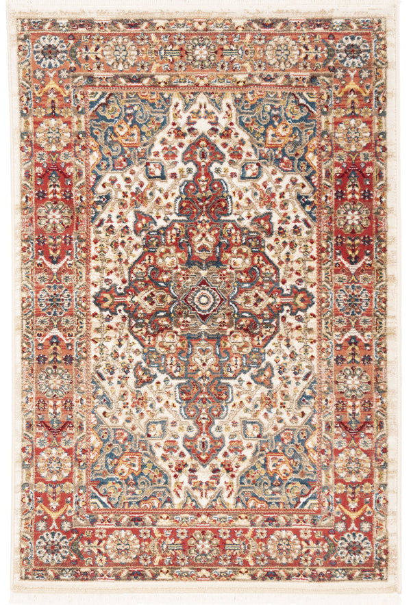 Safavieh Kashan Ivory-Blue Runner 2'6"X10' — Power-Loomed Turkish Hallway Rug, Low-Profile Stain-Resistant Elegance KSN305B-210