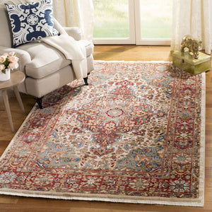 Safavieh Kashan Ivory-Blue Runner 2'6"X10' — Power-Loomed Turkish Hallway Rug, Low-Profile Stain-Resistant Elegance KSN305B-210