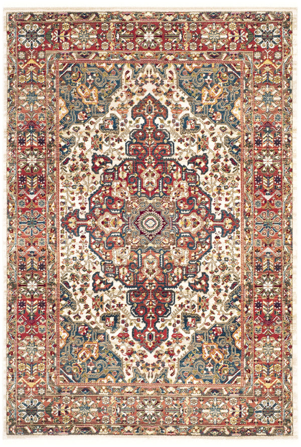 Safavieh Kashan Ivory-Blue Runner 2'6"X10' — Power-Loomed Turkish Hallway Rug, Low-Profile Stain-Resistant Elegance KSN305B-210