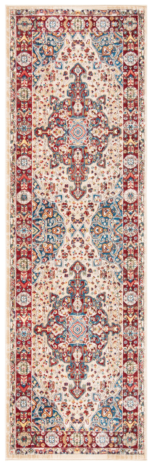 Safavieh Kashan Exquisite Traditional Turkish Runner Rug – Elegant Design For Hallways And Home Decor Ivory ,Red Polypropylene Pile Ksn305k-4