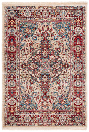 Safavieh Kashan Turkish Runner 2'6"X10' Ivory & Red - Low-Profile 3/8" Pile, Power-Loomed, Durable Polypropylene KSN305K-210