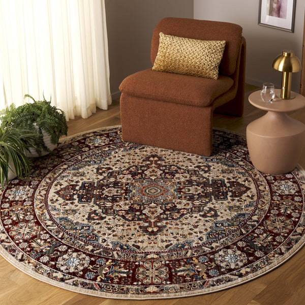 Safavieh Kashan Turkish Runner 2'6"X10' Ivory & Red - Low-Profile 3/8" Pile, Power-Loomed, Durable Polypropylene KSN305K-210