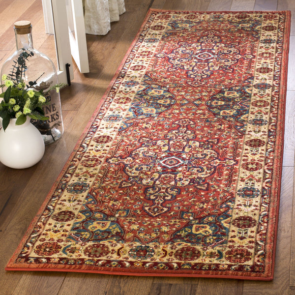 Safavieh Kashan Power-Loomed 305L Red Ivory Rug — Traditional Kashan Motif, Durable Polypropylene, Fade-Resistant Elegance KSN305L-216