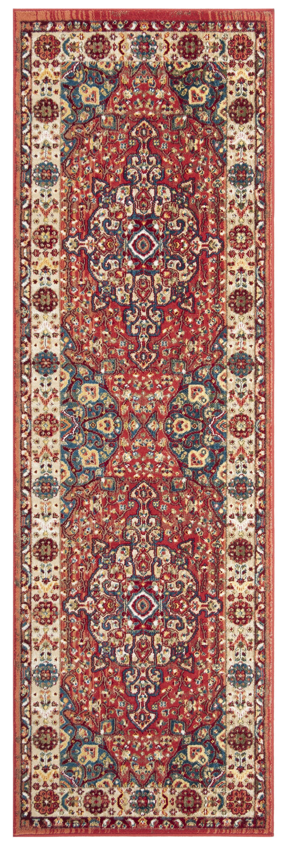Safavieh Kashan Power-Loomed 305L Red Ivory Rug — Traditional Kashan Motif, Durable Polypropylene, Fade-Resistant Elegance KSN305L-216