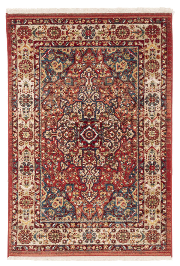 Safavieh Kashan Power-Loomed 305L Red Ivory Rug — Traditional Kashan Motif, Durable Polypropylene, Fade-Resistant Elegance KSN305L-216