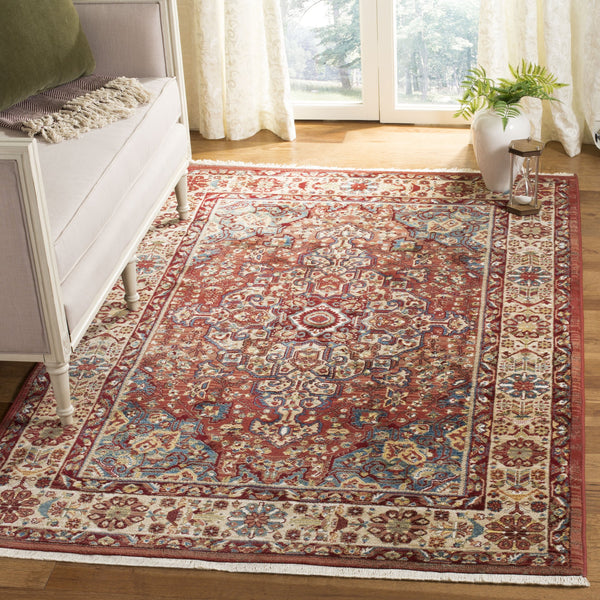 Safavieh Kashan Power-Loomed 305L Red Ivory Rug — Traditional Kashan Motif, Durable Polypropylene, Fade-Resistant Elegance KSN305L-216