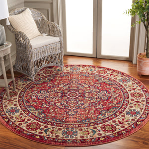 Safavieh Kashan Power-Loomed 305L Red Ivory Rug — Traditional Kashan Motif, Durable Polypropylene, Fade-Resistant Elegance KSN305L-216