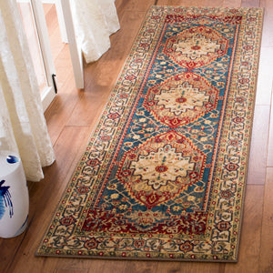 Safavieh Kashan Elegant Traditional Runner Rug With Medallion Floral Motifs, Perfect For Home Décor Style Ivory ,Blue Polypropylene Pile Ksn306a-4