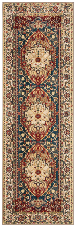 Safavieh Kashan Elegant Traditional Runner Rug With Medallion Floral Motifs, Perfect For Home Décor Style Ivory ,Blue Polypropylene Pile Ksn306a-4