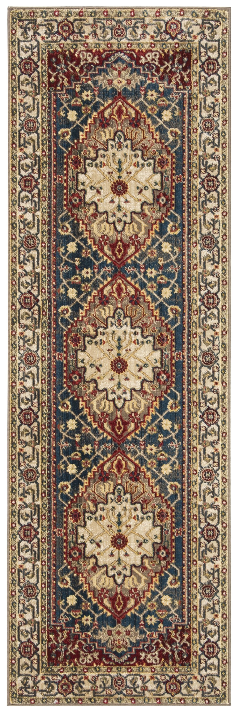 Safavieh Kashan Elegant Ivory And Blue Turkish Accent Rug — Low-Profile, Power-Loomed Durability For Small Spaces 2'-6" x 4'-0" KSN306A-24