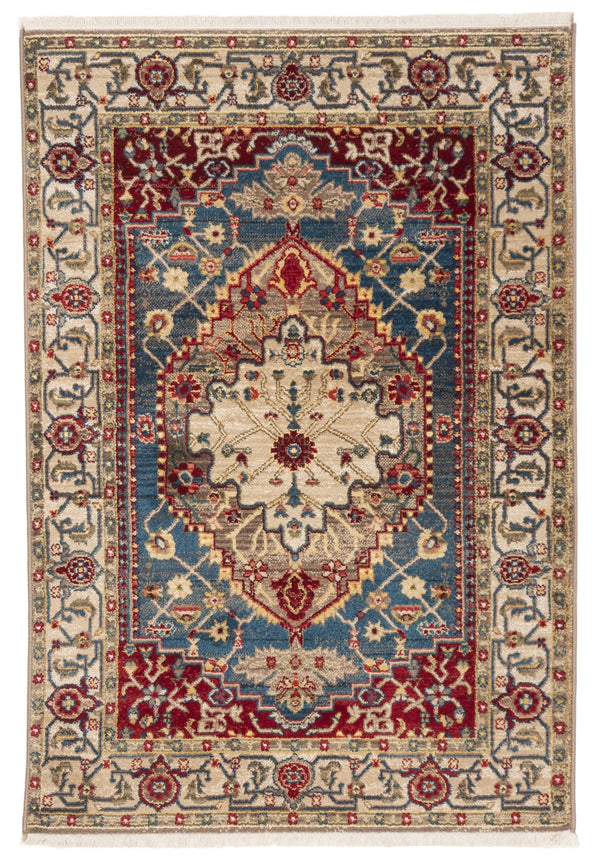 Safavieh Kashan Ivory And Blue Runner Rug — Power-Loomed Turkish Traditional Style, Low-Profile Durability 2'-6" x 6'-0" KSN306A-26