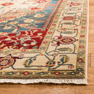 Safavieh Kashan Elegant Traditional Runner Rug With Medallion Floral Motifs, Perfect For Home Décor Style Ivory ,Blue Polypropylene Pile Ksn306a-4