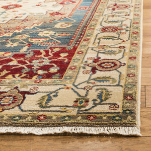 Safavieh Kashan Ivory And Blue Runner Rug — Power-Loomed Turkish Traditional Style, Low-Profile Durability 2'-6" x 6'-0" KSN306A-26