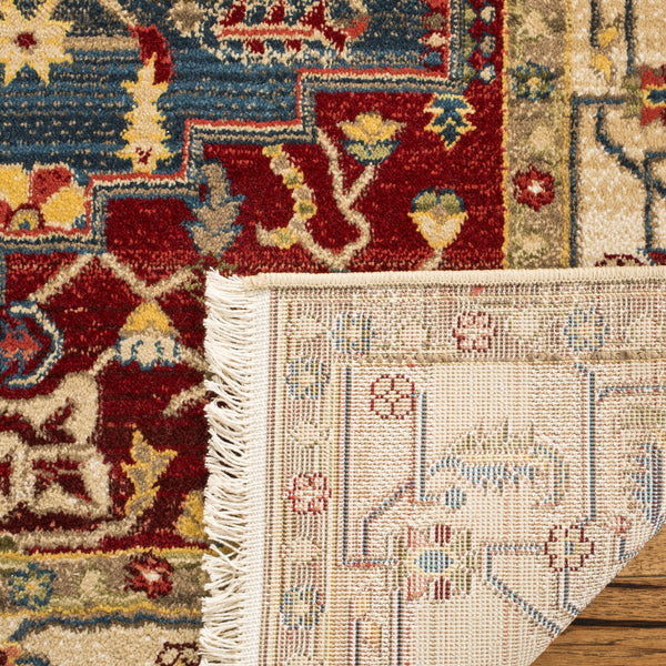Safavieh Kashan Ivory And Blue Runner Rug — Power-Loomed Turkish Traditional Style, Low-Profile Durability 2'-6" x 6'-0" KSN306A-26