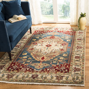 Safavieh Kashan Ivory And Blue Runner Rug — Power-Loomed Turkish Traditional Style, Low-Profile Durability 2'-6" x 6'-0" KSN306A-26