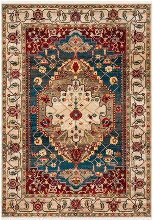Safavieh Kashan Elegant Traditional Runner Rug With Medallion Floral Motifs, Perfect For Home Décor Style Ivory ,Blue Polypropylene Pile Ksn306a-4