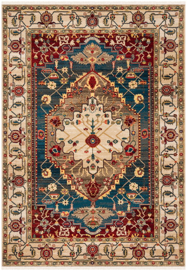 Safavieh Kashan Elegant Traditional Runner Rug With Medallion Floral Motifs, Perfect For Home Décor Style Ivory ,Blue Polypropylene Pile Ksn306a-4