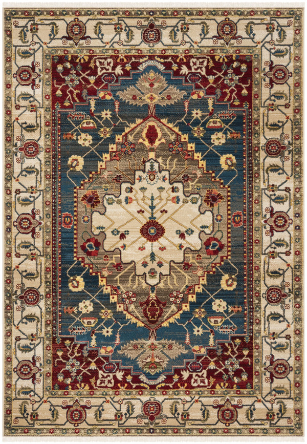 Safavieh Kashan Ivory And Blue Runner Rug — Power-Loomed Turkish Traditional Style, Low-Profile Durability 2'-6" x 6'-0" KSN306A-26