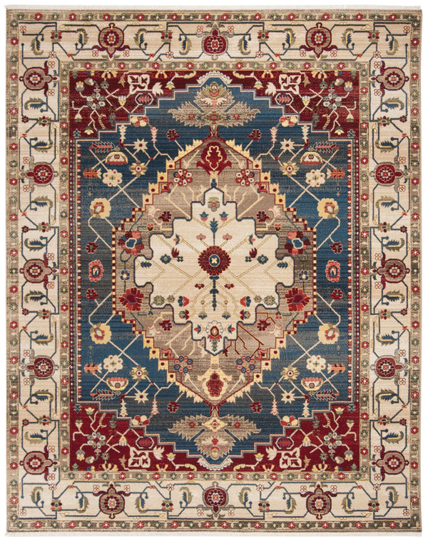 Safavieh Kashan Ivory And Blue Runner Rug — Power-Loomed Turkish Traditional Style, Low-Profile Durability 2'-6" x 6'-0" KSN306A-26