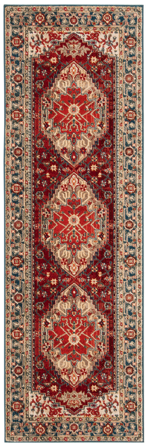 Safavieh Kashan Elegant Traditional Runner Rug With Medallion Floral Motifs, Perfect For Home Décor Style Blue ,Red Polypropylene Pile Ksn306m-4