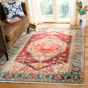 Safavieh Kashan Elegant Traditional Runner Rug With Medallion Floral Motifs, Perfect For Home Décor Style Blue ,Red Polypropylene Pile Ksn306m-4