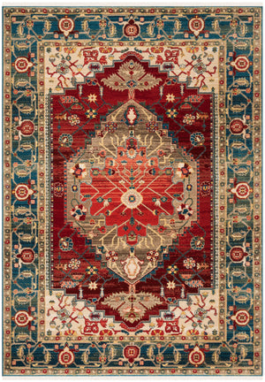 Safavieh Kashan Elegant Traditional Runner Rug With Medallion Floral Motifs, Perfect For Home Décor Style Blue ,Red Polypropylene Pile Ksn306m-4
