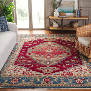 Safavieh Kashan Elegant Traditional Runner Rug With Medallion Floral Motifs, Perfect For Home Décor Style Blue ,Red Polypropylene Pile Ksn306m-4