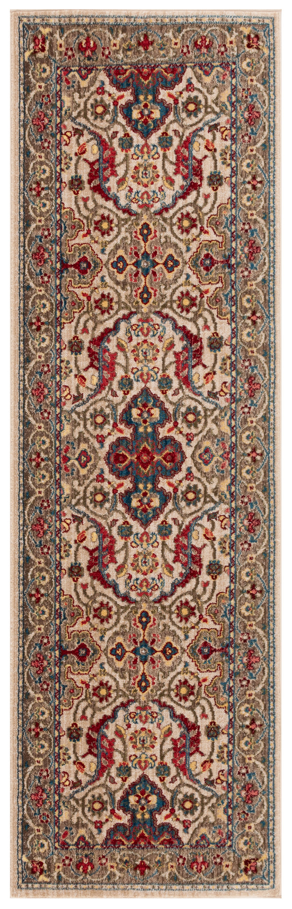 Safavieh Kashan Traditional Elegance Runner Rug – Luxurious Floral Patterns For Stylish Hallways And Spaces Ivory ,Taupe Polypropylene Pile Ksn307a-214