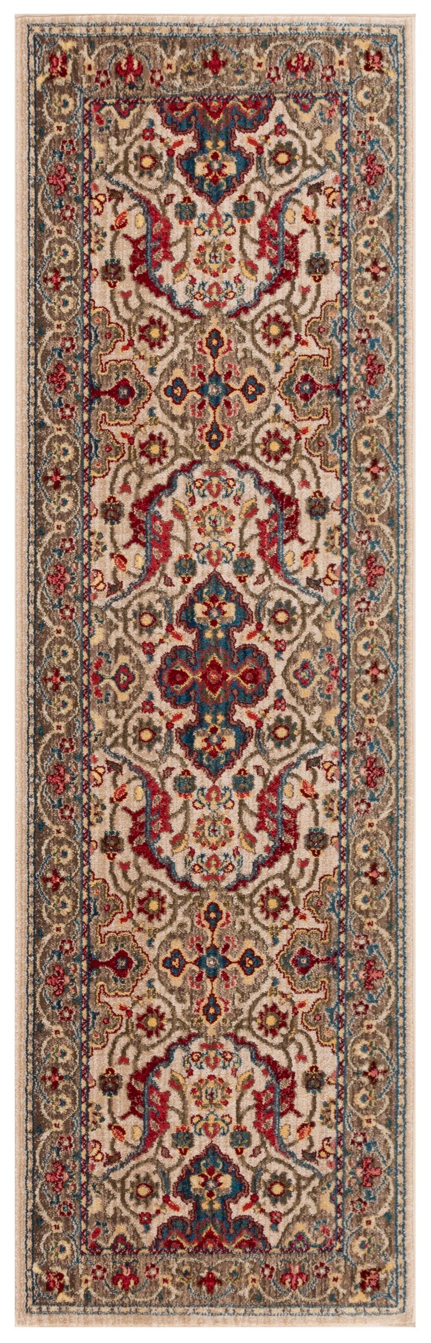 Safavieh Kashan Round Ivory Taupe Accent Rug — Traditional Floral Power-Loomed In Turkey, Durable & Low-Profile 3'-3" x 3'-3" KSN307A-3R