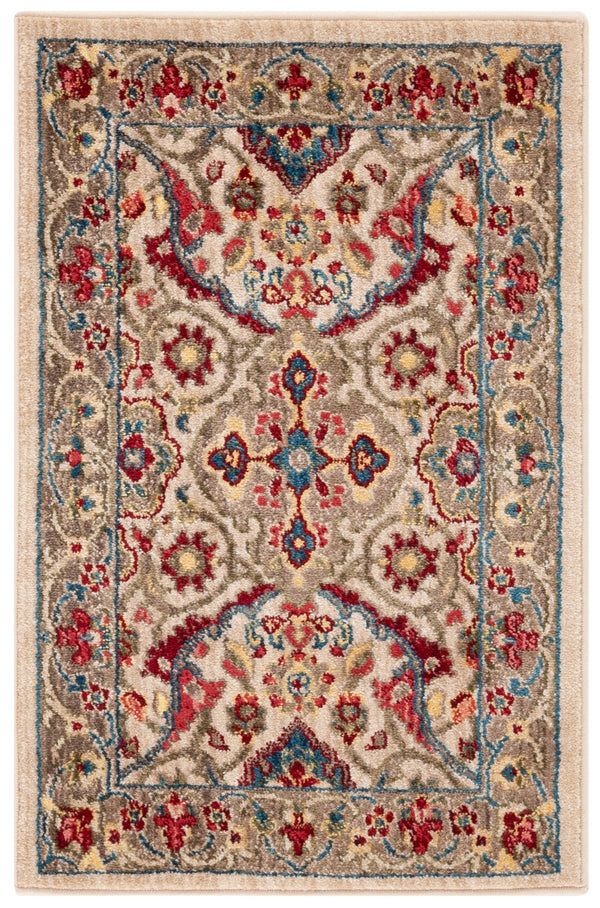Safavieh Kashan Timeless Ivory Taupe Square Rug — Low-Profile, Power-Loomed Floral Design, Stain-Resistant Durability 3'-3" x 3'-3" KSN307A-3SQ