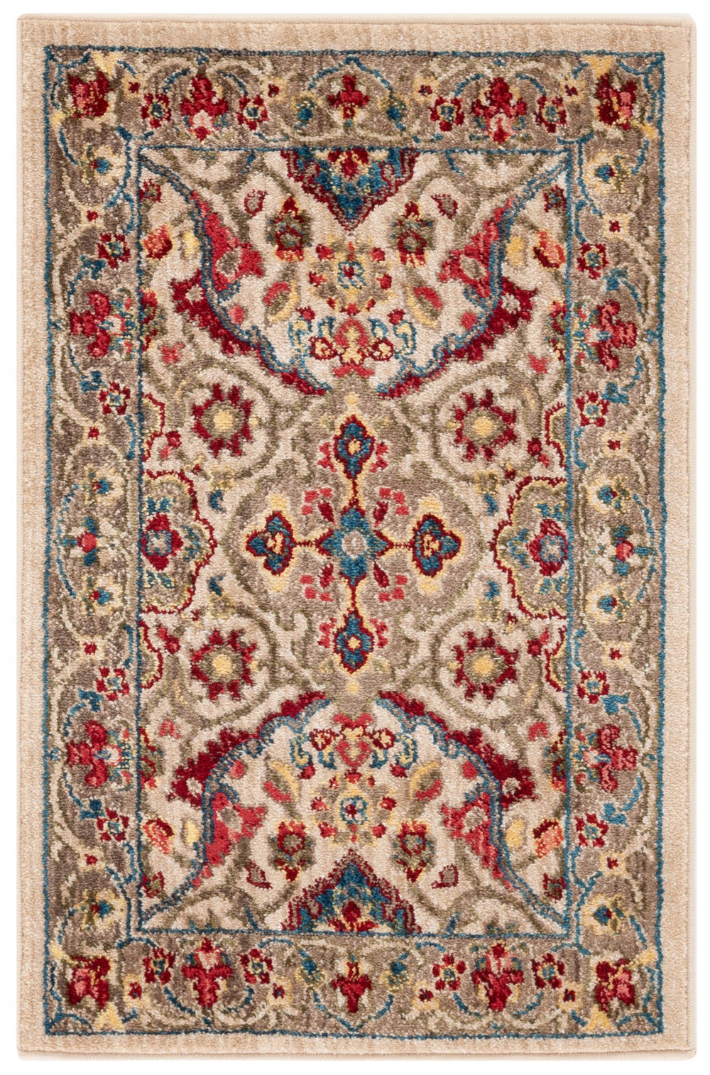 Safavieh Kashan Ivory Taupe Runner Rug — Power‑Loomed In Turkey, Low‑Profile 3/8" Pile, Durable & Stain‑Resistant 2'-6" x 16'-0" KSN307A-216